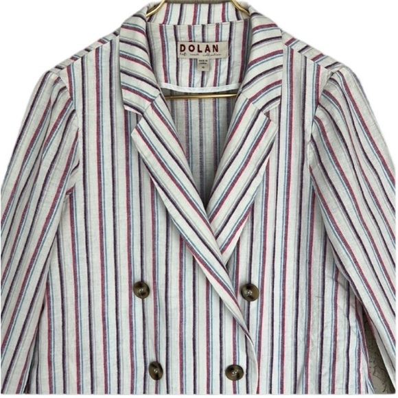 Anthropologie Dolan Linen Blend Striped Double Breasted Anna Blazer Jacket - Picture 4 of 14